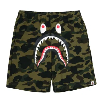 Pre-owned Bape Camo Shark Sweat Shorts 'green' | Men's Size Xl