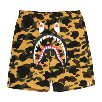 Pre-owned Bape Camo Shark Sweat Shorts 'yellow' | Men's Size L