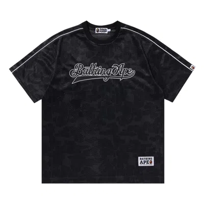 Pre-owned Bape Camo Stripe Baseball Logo Relaxed Fit Tee 'black' | Men's Size M