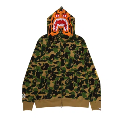 Pre-owned Bape Camo Tiger Full Zip Hoodie 'green'