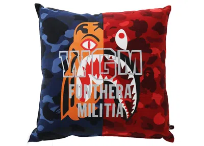 Pre-owned Bape Camo Tiger Shark Half Square Cushion In Navy Blue