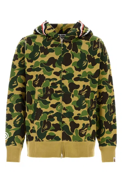 Bape Camo-print Cotton Hoodie In Green