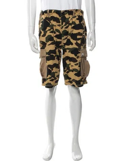 Pre-owned Bape Camouflage Print Cargo Shorts In Green