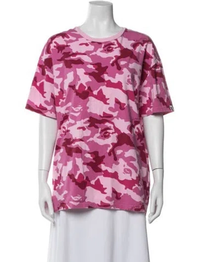 Pre-owned Bape Camouflage Print Crew Neck T-shirt In Pink