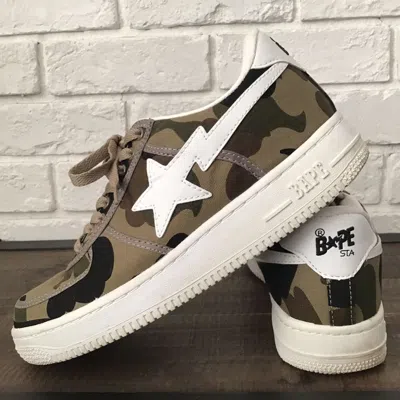 Pre-owned Bape Canvas × Leather Sta Sneakers Ape  Sta Shoes In Green Camo