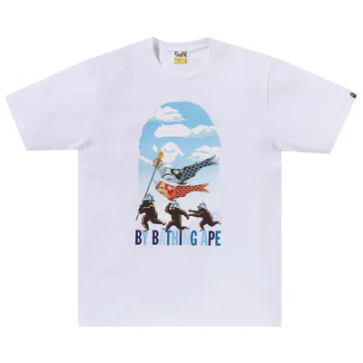 Pre-owned Bape Carp Streamer By Bathing Ape Tee 'white'
