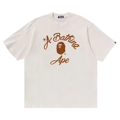 Pre-owned Bape Chain Stitch College Relaxed Fit Tee 'ivory' | White | Men's Size Xl