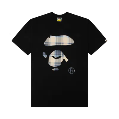 Pre-owned Bape Check Ape Face Tee 'black/blue' | Men's Size L
