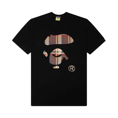 Pre-owned Bape Check Ape Face Tee 'black/red' | Men's Size M