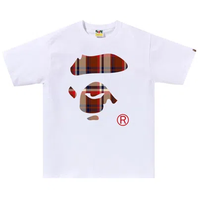 Pre-owned Bape Check Ape Face Tee 'white'