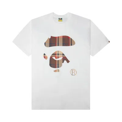 Pre-owned Bape Check Ape Face Tee 'white/red' | Men's Size M