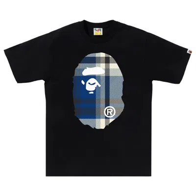 Pre-owned Bape Check Big Ape Head Tee 'black'