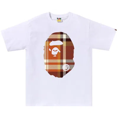 Pre-owned Bape Check Big Ape Head Tee 'white'