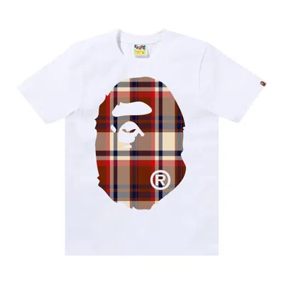 Pre-owned Bape Check Big Ape Head Tee 'white' | Women's Size Xs