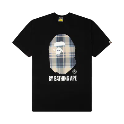 Pre-owned Bape Check By Bathing Ape Tee 'black/blue' | Men's Size L