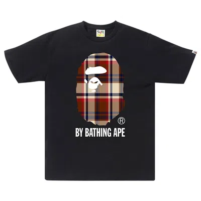 Pre-owned Bape Check By Bathing Ape Tee 'black/red'