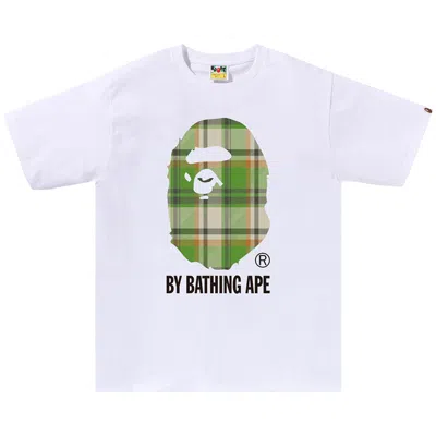 Pre-owned Bape Check By Bathing Ape Tee 'white/green' | Men's Size L