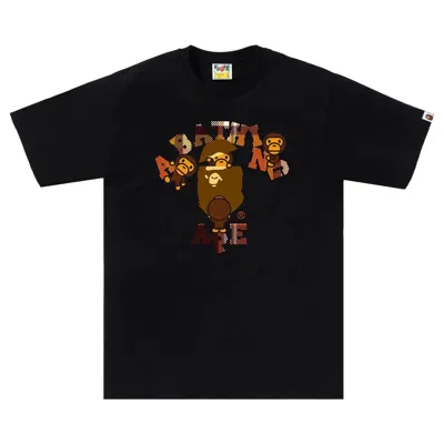 Pre-owned Bape Check College Milo Tee 'black' | Men's Size Xl