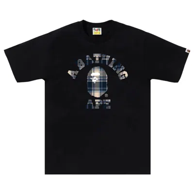 Pre-owned Bape Check College Tee 'black/blue' | Men's Size Xl