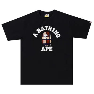 Pre-owned Bape Check College Tee 'white/red' | Men's Size L