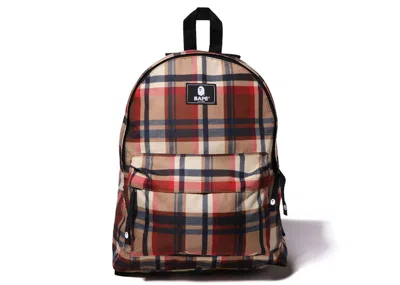 Pre-owned Bape Check Daypack Backpack In Red
