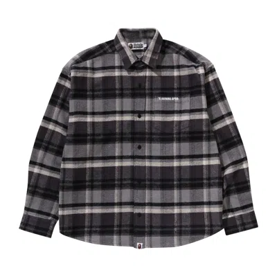 Pre-owned Bape Check Flannel Shirt 'black'