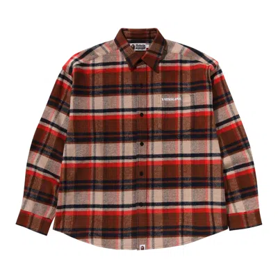 Pre-owned Bape Check Flannel Shirt 'red'