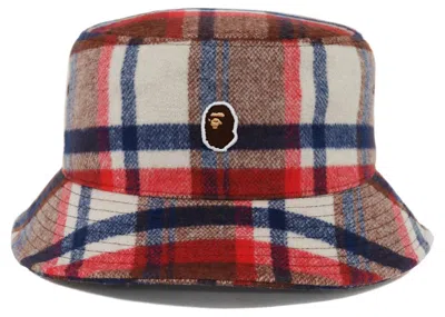 Pre-owned Bape Check Hat In Red