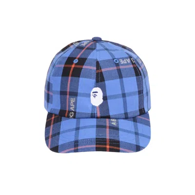 Pre-owned Bape Check Panel Cap 'blue'