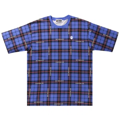 Pre-owned Bape Check Relaxed Fit One Point Tee 'blue' | Men's Size S