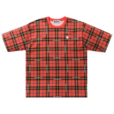 Pre-owned Bape Check Relaxed Fit One Point Tee 'red'