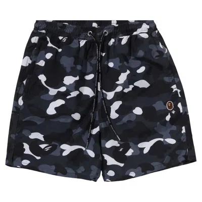Pre-owned Bape City Camo Ape Head One Point Beach Shorts 'black'