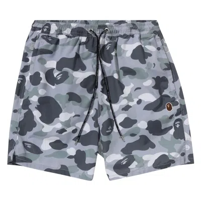 Pre-owned Bape City Camo Ape Head One Point Beach Shorts 'grey'
