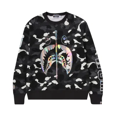 Pre-owned Bape City Camo Shark Crewneck 'black'