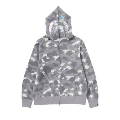 Pre-owned Bape City Camo Shark Full Zip Hoodie 'grey'