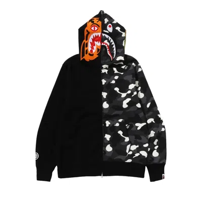 Pre-owned Bape City Camo Tiger Shark Full Zip Hoodie 'black' | Men's Size M
