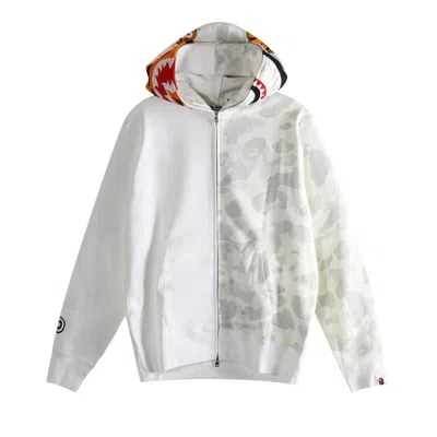 Pre-owned Bape City Camo Tiger Shark Full Zip Hoodie 'white' | Men's Size Xl