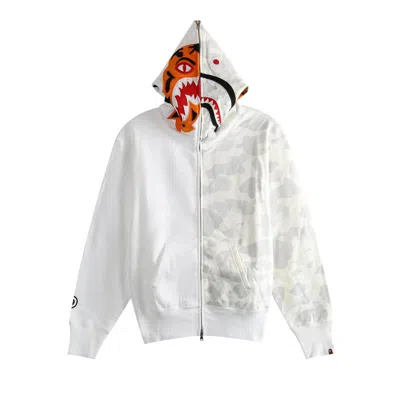 Pre-owned Bape City Camo Tiger Shark Full Zip Hoodie 'white' | Women's Size M