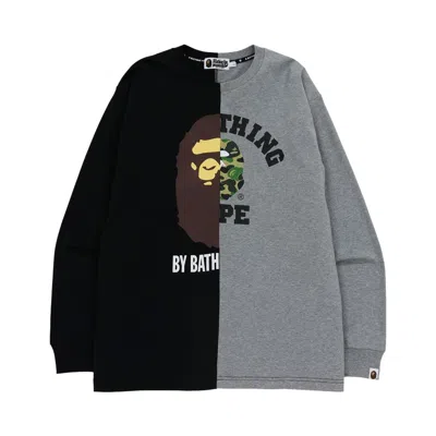 Pre-owned Bape College & By Bathing Relaxed Fit Ape Long-sleeve Tee 'black' | Men's Size S