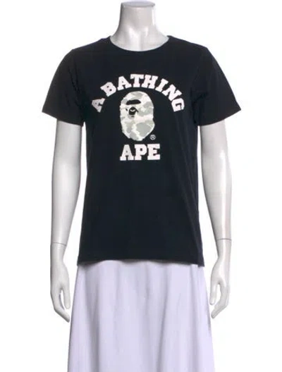 Pre-owned Bape College Camo Logo Graphic Print T-shirt In Black