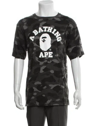 Pre-owned Bape College Logo Camouflage Print T-shirt In Black