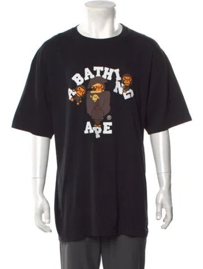 Pre-owned Bape College Logo Graphic Print T-shirt In Black