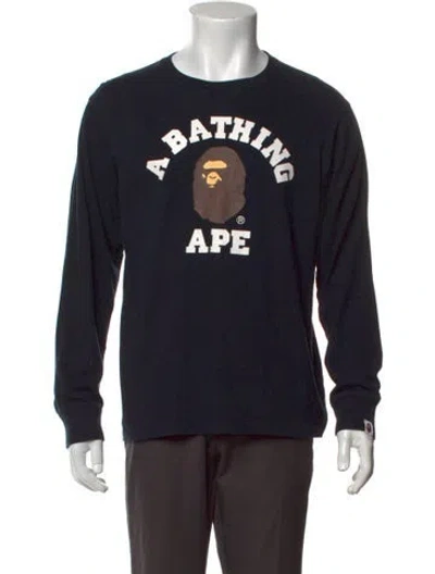 Pre-owned Bape College Logo Graphic Print T-shirt In Black
