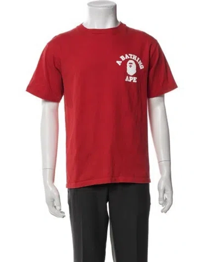 Pre-owned Bape College Logo Graphic Print T-shirt In Red