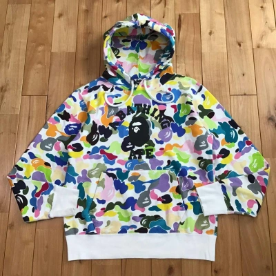 Pre-owned Bape College Logo Pullover Hoodie Multi Camo A Bathing Ape In White