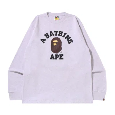 Pre-owned Bape College Long-sleeve Tee 'grey' | Men's Size L