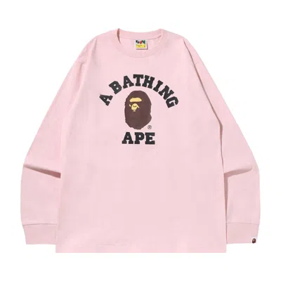 Pre-owned Bape College Long-sleeve Tee 'pink' | Men's Size Xl