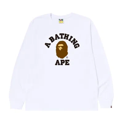 Pre-owned Bape College Long-sleeve Tee 'white'
