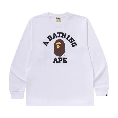 Pre-owned Bape College Long-sleeve Tee 'white' | Men's Size S