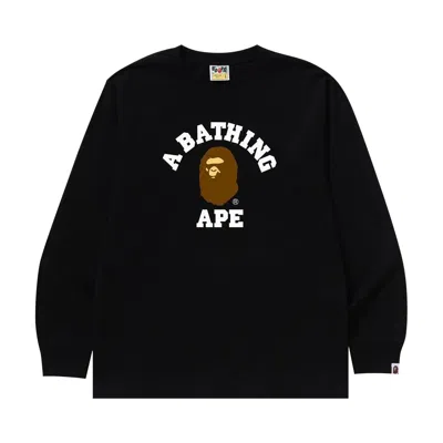 Pre-owned Bape College Long-sleeve Tee 'black' | Men's Size M